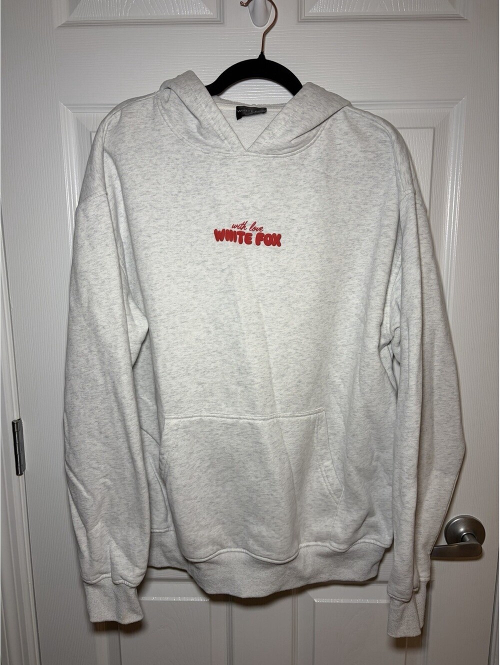 White Fox Cherries 88 Women’s Hoodie Light Gray Heather W/ Red Size L/XL